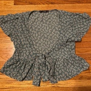Zaful Green Floral Wrap Shirt Women’s Size Small